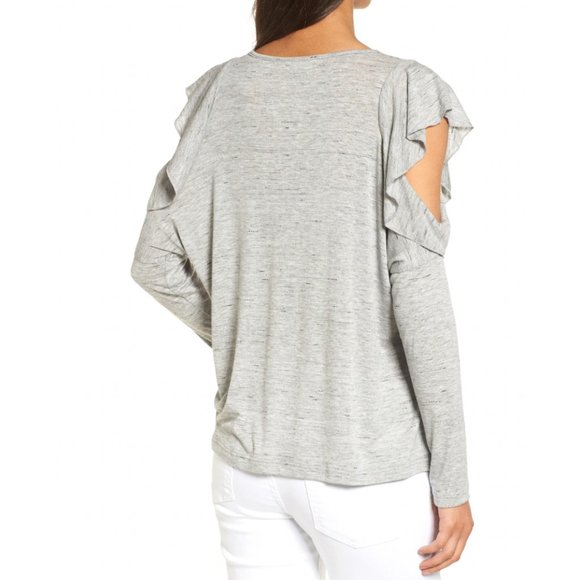 Grey Flutter Shoulder Top - Picture 2 of 2